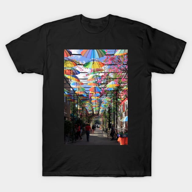 Umbrella Street, Puerto Plata, Dominican Republic T-Shirt by Kirkcov